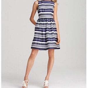 NWT Lilly Pulitzer Eryn Stripe Dress Navy Silk 12